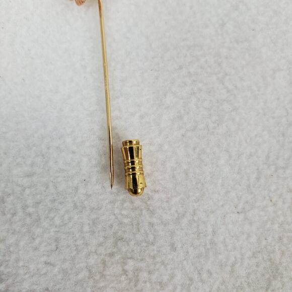 KREMENTZ Vintage 3-Tone Goldtone Flower Leaves Stick Pin - Picture 7 of 8